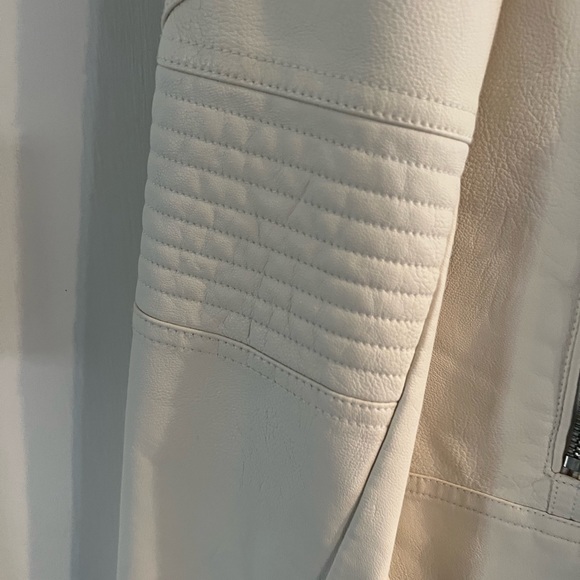 Guess brand leatherlike biker jacket. Off white. True to size. Worn once. - Picture 5 of 7